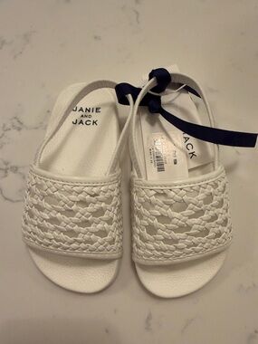 NWT Janie and Jack White Braided Slide Sandals
